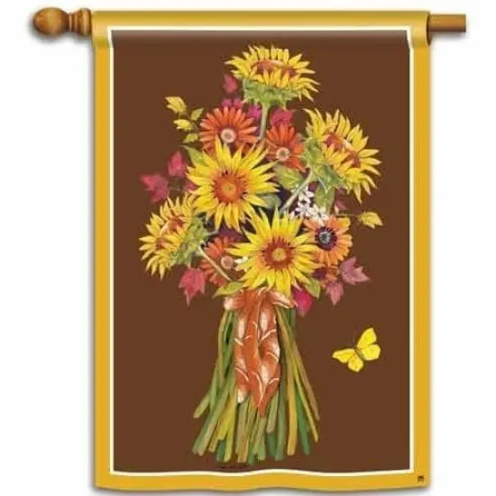 Sunflower Bouquet Flag 2 Sided Autumn Fall Banner {2}
