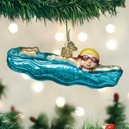 Old World Christmas 1.75 In Swimming Christmas Tree Ornament , Goggles Water Beach Blue {3}