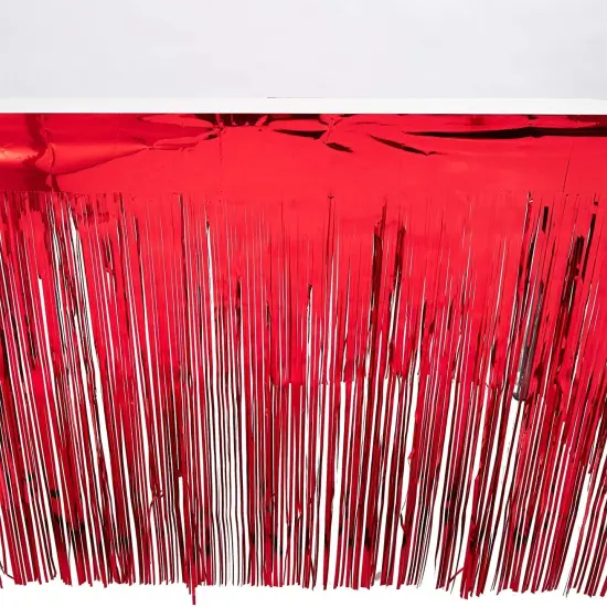 Metallic Red Foil Fringe Table Skirt (3 Pack) {6}