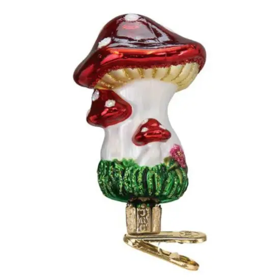 Old World Christmas 4.0 Inch Clip On Mushroom Christmas Tree Ornament , Ornament Red Cap Good Fortune Fungi {1}