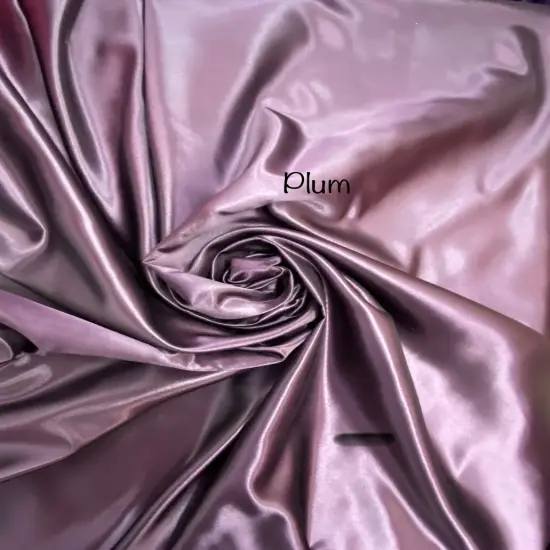1 Yard Plum Bridal Satin Fabric 58/60 Inch Wide Lustrous Shiny Material for Tablecloths, Curtains & Garments {1}