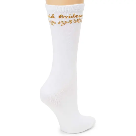 Bridal Party Socks for Maid of Honor & Bridesmaid Gifts (3 Pairs) White {7}