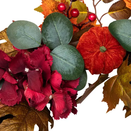 Northlight Artificial Floral and Pinecone Fall Harvest Wreath - 22" - Orange and Burgundy {7}