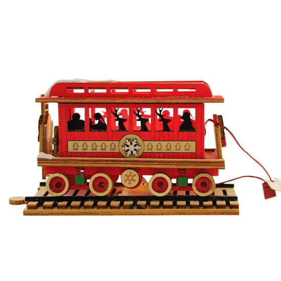 Ginger Cottages 2.75 In Passenger Car Elves Tree Ornament , Train Car Wooden Red {3}
