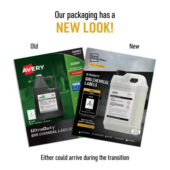 Avery UltraDuty GHS Chemical Labels for Laser Printers, Permanent Adhesive, Waterproof, UV Resistant, 4" x 4",200Labels (60504) {3}