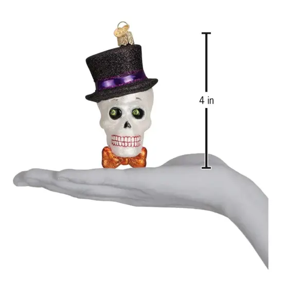 Old World Christmas 4.25 In Top Hat Skeleton Halloween Tree Ornament , Halloween Decor Ornament Halloween Spooky White {2}