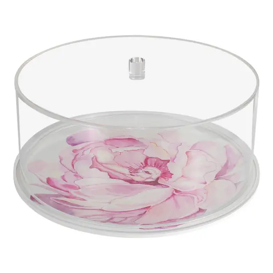 Lucite & Leatherette Flower Cake Dome {1}