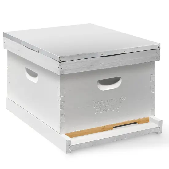 Honey Keeper Starter Beehive Kit (1 Deep Hive Body) with Essential Starter Supplies Tool Kit for Langstroth Beekeeping, Fully Assembled and Painted White {3}