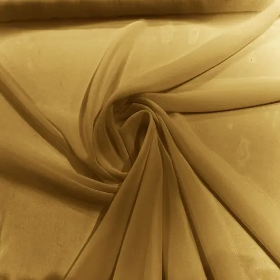 1 Yard 58/60" Width Solid Chiffon Lightweight Soft Polyester Fabric Dark Gold {1}