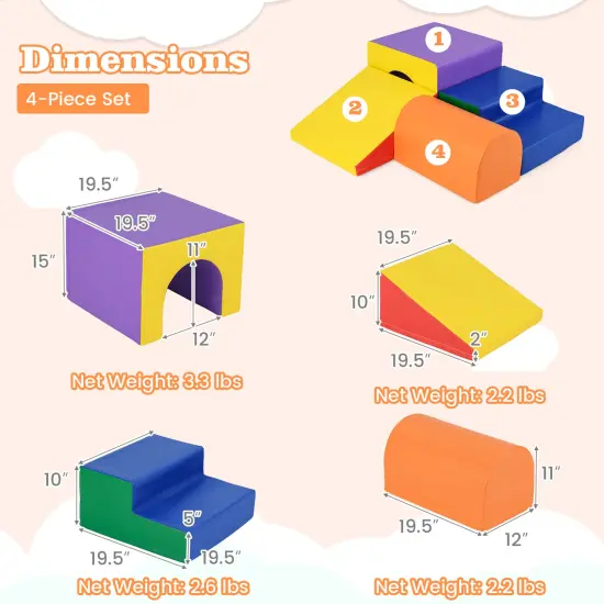 Portable Climb and Crawl Foam Block Play Set Perfect for Child Various Activities Orange {5}