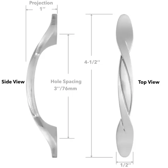 Cauldham Solid Braided Kitchen Cabinet Pulls Handles (3" Hole Centers) - Drawer/Door Hardware - Style M260 - Satin Nickel {5}