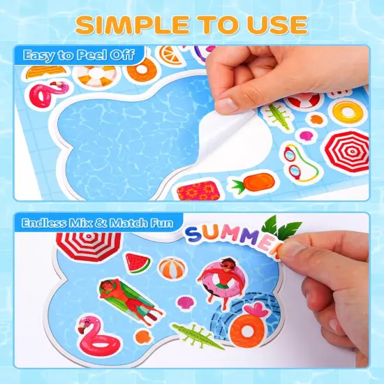 32 Sheets Make‑a‑Pool Stickers for Kids &ndash; Mix & Match Craft Kit &ndash; Summer Party Favors & Activities {4}