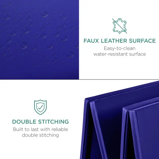 Best Choice Products 10ftx4ftx2in Folding Gym Mat 4-Panel w/ Carrying Handles & Folding Balance Beam Royal Blue w/Beam {5}