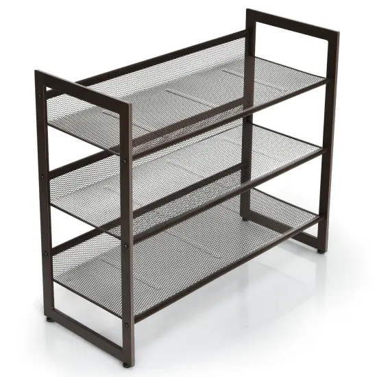 2/3/4 Tiers Flat and Slant Metal Shoe Rack for Entryway Hallway {2}