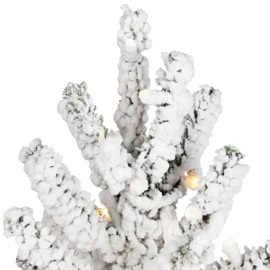 Northlight Pre-Lit Medium Flocked IPT Artificial Garden Christmas Tree - 6.5' - Warm White LED Lights Green {5}