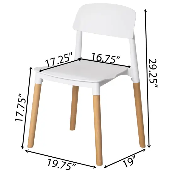 Modern Plastic Dining Chair Open Back with Beech Wood Legs Single White {4}
