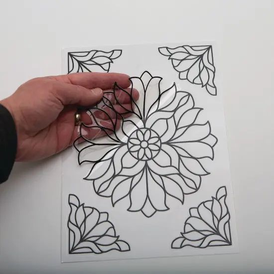 S&S Worldwide Color-Your-Own Stained Glass Window Clings. Use markers, or glass stain. No-Adhesive Static Cling, Repositionable, Raised Lines, 3 ea of 8 designs. Center approx. 7" to 8". Pack of 24. {7}