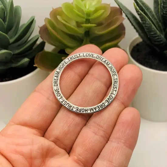 4, 20 or 50 Pieces: Dream Hope Trust Love Affirmation Circle Connector Charms {3}
