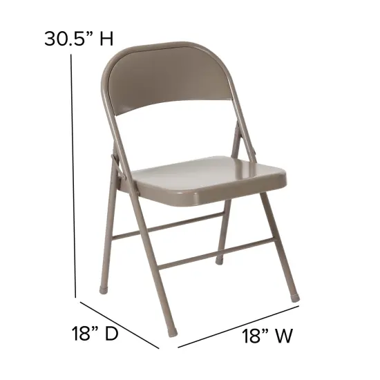 Emma and Oliver 4 Pack Double Braced Commercial Party Events Steel Metal Folding Chair Beige {10}