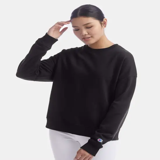 Champion&reg; Women's Powerblend Crewneck Long Sleeve Sweatshirt Sand {5}