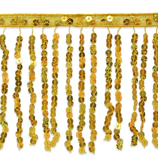5 Yards of 6" Glitzy Slung Sequin Fringe Trim | 5 yard cut Gold {1}