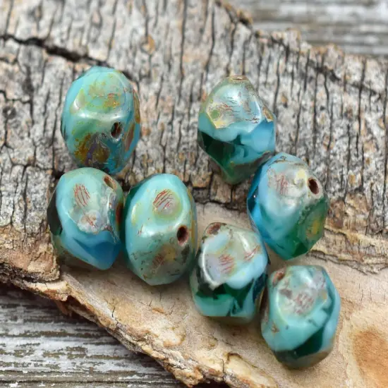 *15* 8mm Riviera Maya Picasso Central Cut Round Beads {3}