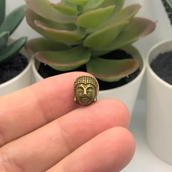 4, 20 or 50 Pieces: Bronze Happy Buddha Head Beads {4}