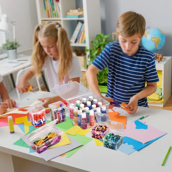 Sorbus 12-Piece Storage Set with Secure Lids - Clear Stackable Plastic Bins {6}