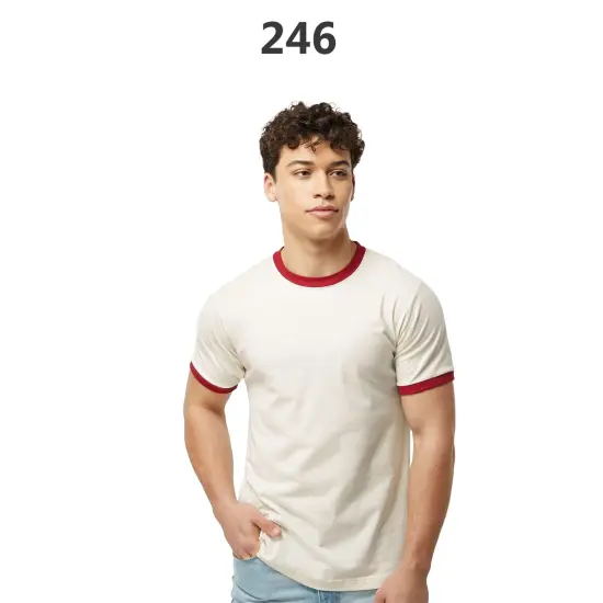 Tultex&reg; Fine Jersey Ringer Crewneck Short Sleeve T-Shirt Vintage white/ rio r {3}