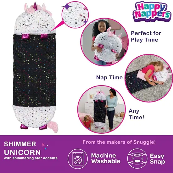 Happy Nappers: Pillow & Sleepy Sack Large - Shimmer Unicorn - 66 x 30", 2-In-1: Plush Animal Opens Into Sleeping Bag, Soft Play Character, Kids 7+ {4}