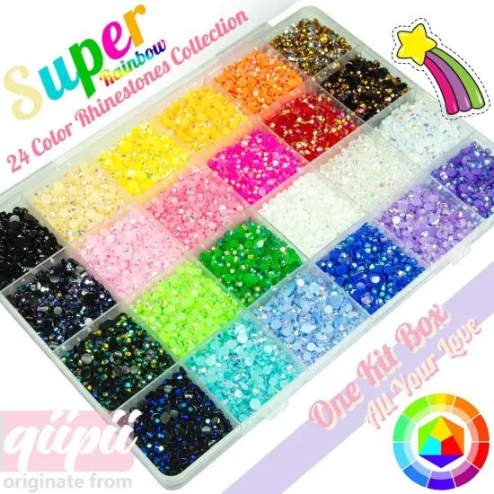 20000PCS Flatback Jelly Resin Rhinestones Kit - 3-4MM (24 Color) {2}