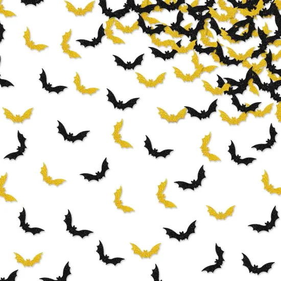 120pcs Bat Confetti, Bat Shaped Paper Scatter, Black&Gold Glitter {1}