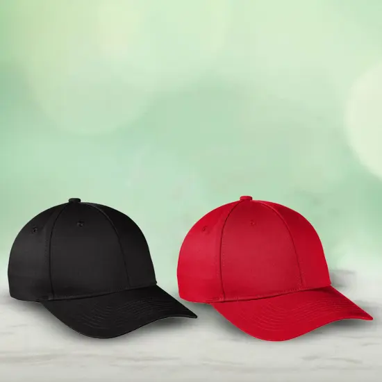 Port Authority Snapback Fine Twill Cap, Structured Mid-Profile Adjustable Hat Red {7}