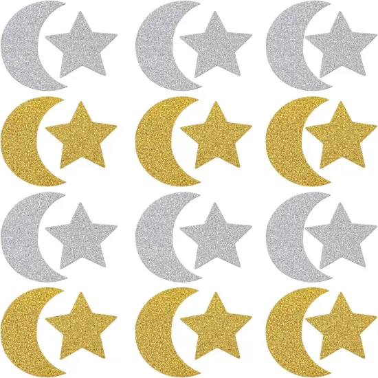 400 Pieces Glitter Star and Moon Paper Confetti Double Side Table Paper Confetti Sequin {2}