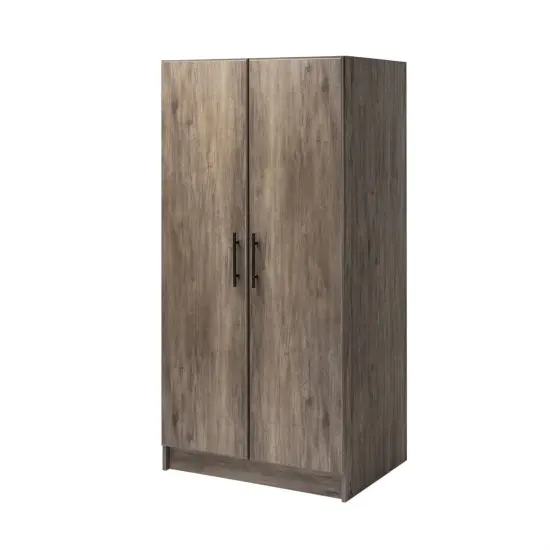 65-Inch Freestanding Tall Cabinet with Clothing Rod and Shelves for Bedroom or Kitchen Storage Grey Brown {8}