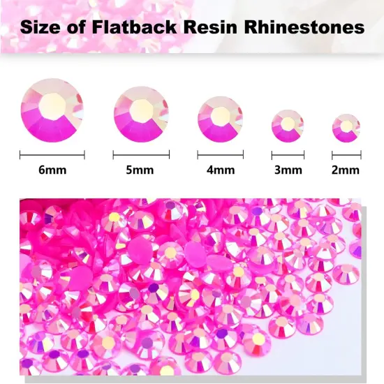 3000PCS 3mm Resin Flatback Rhinestone - Hot Pink {3}