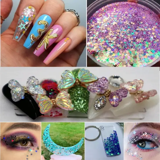 6 Colors Star Moon Chunky Glitter Flakes Resin Epoxy Accessories {3}