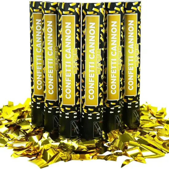 6 Pack 12 Inch Confetti Poppers for Wedding Celebration,Confetti Cannon Gold Party Poppers {1}