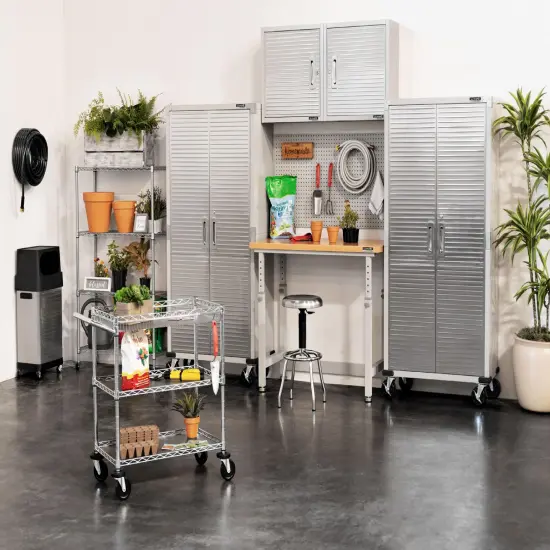 Seville Classics UltraHD Height Adjustable Workbench, 48" W x 24" D x 28.5" to 42" H Granite {11}