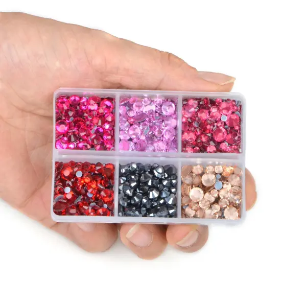 6400 Pieces Hotfix Flat Back Rhinestones - 5 Mixed Sizes (12 Colors Set B) {4}