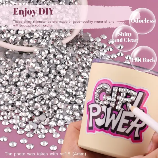 5000PCS 3mm Resin Flatback Rhinestones with Pickup Pen and Tweezers (Silver) {4}