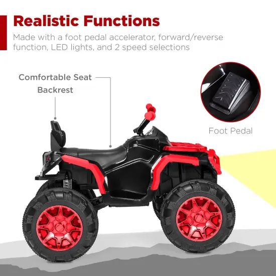Best Choice Products 12V Kids Ride-On ATV Quad w/ Bluetooth, 3.7mph Max, Treaded Tires, LED Lights, Radio Red/Black {5}