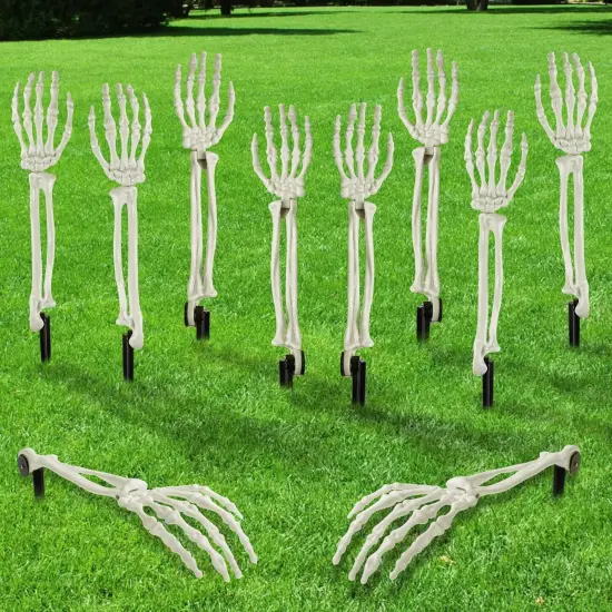 10 PCS Halloween Skeleton Arm Stakes - White {1}