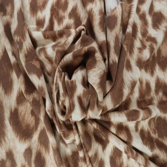 1 Yard French Terry Animal Print Knit Fabric, 58/60&Prime; Wide Poly Rayon Blend BROWN {3}