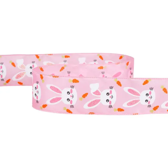Northlight Easter Bunny Wired Spring Craft Ribbon - 2.5" x 10 Yards - Pink {5}