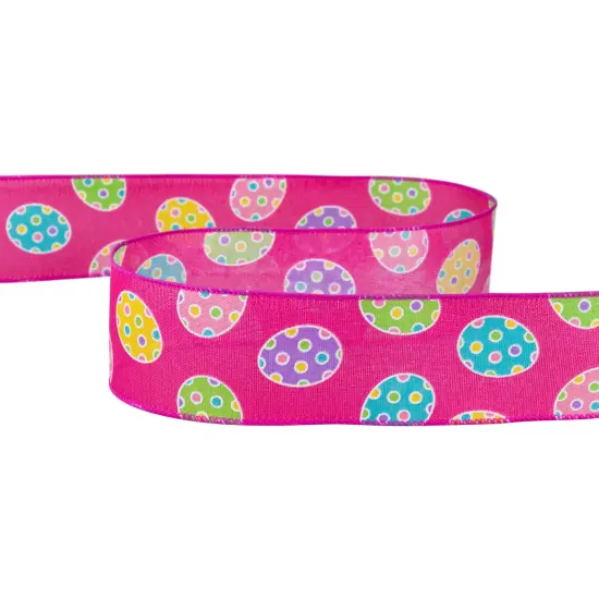 Northlight Easter Egg Design Wired Spring Craft Ribbon - 2.5" x 10 Yards - Pink {5}