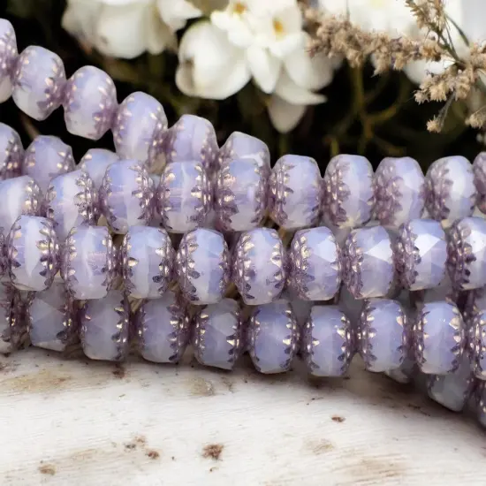*20* 8mm Purple Bronze Washed Crystal Lilac Opaline Cathedral Beads {2}