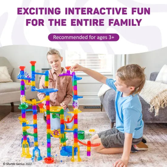 Marble Genius Marble Run Super Set - 150 Complete Pieces (85 Translucent Marbulous Pcs + 65 Glass Marbles Set), Marble Run for Kids 3-14 & Toddlers, Toy Marbles Maze Track Racing Game {7}