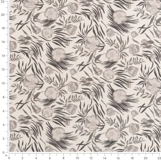Graphite - Grey & Silver Floral Upholstery Fabric 54 Inches" {4}