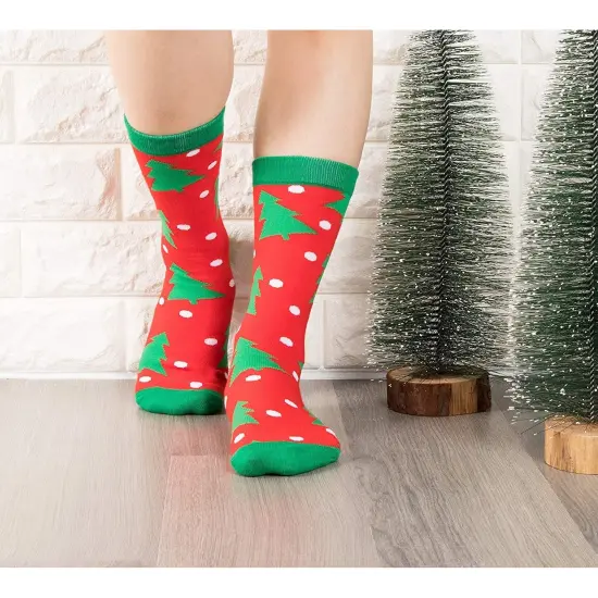 2 Pairs Christmas Socks for Men and Women, Fun Gift Set, Xmas Holiday Party Novelty Gifts, Unisex, One Size (Cute Christmas Tree) Multicolor {3}
